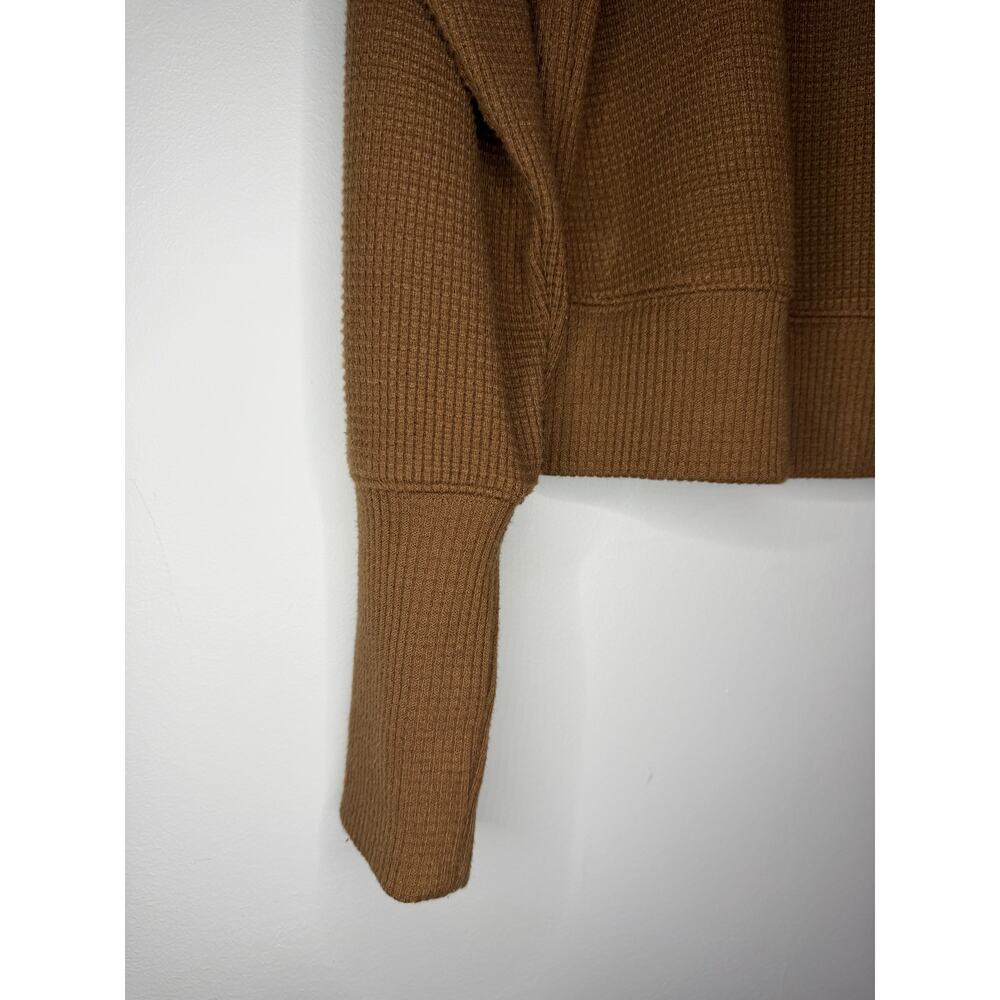 Alo Yoga Waffle Weekend Escape Mockneck Long Sleeve Sweatshirt in Cinnamon Brown - Picture 2 of 7